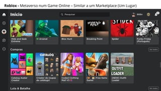 Roblox - Metaverso num Game Online – Similar a um Marketplace (Um Lugar)
 