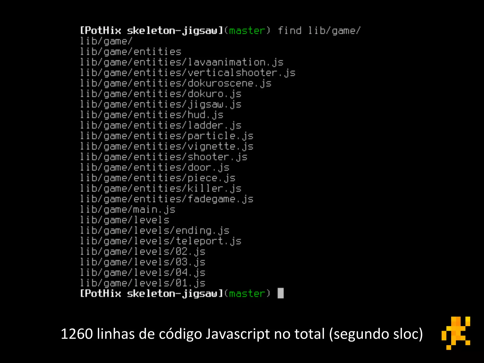 1260 linhas de código Javascript no total (segundo sloc)
 