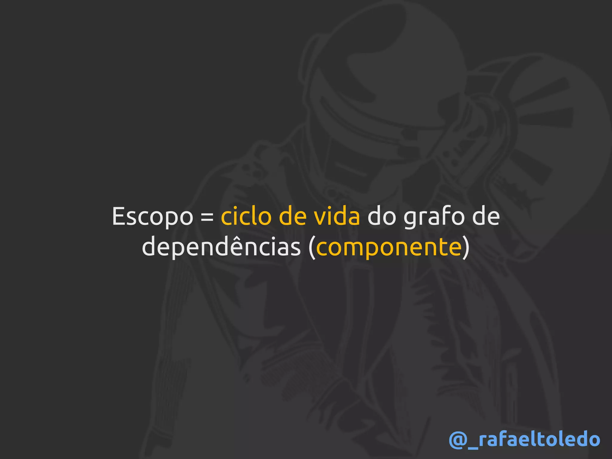 Escopo = ciclo de vida do grafo de
dependências (componente)
@_rafaeltoledo
 