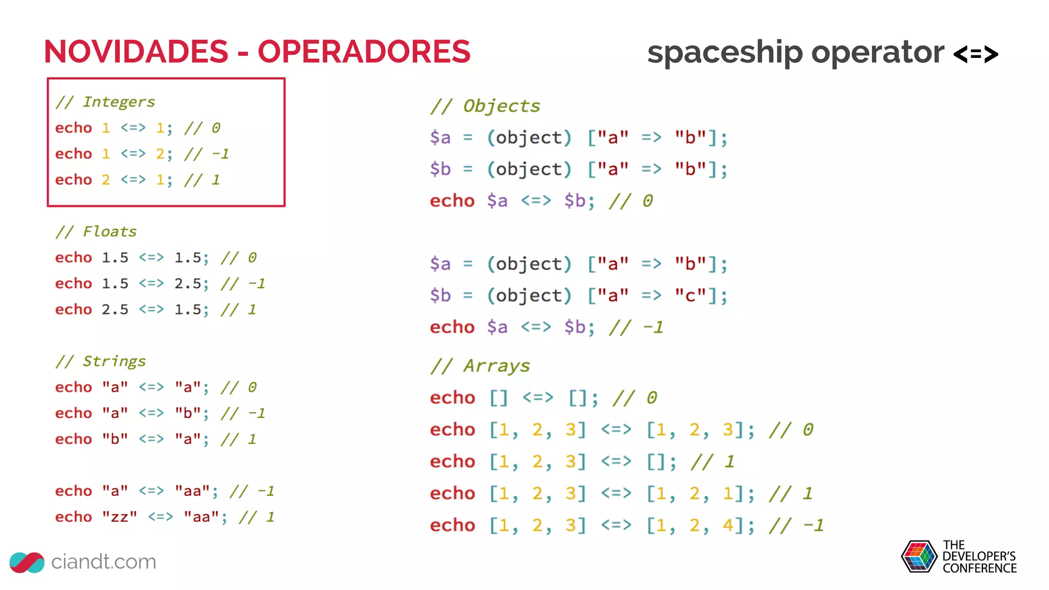 NOVIDADES - OPERADORES spaceship operator <=>
 