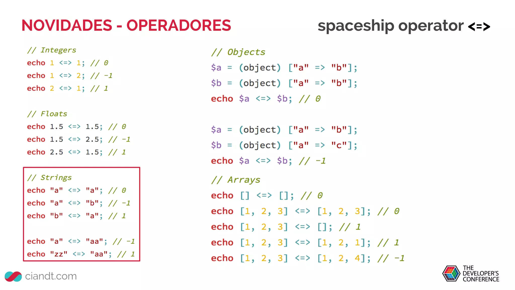 NOVIDADES - OPERADORES spaceship operator <=>
 