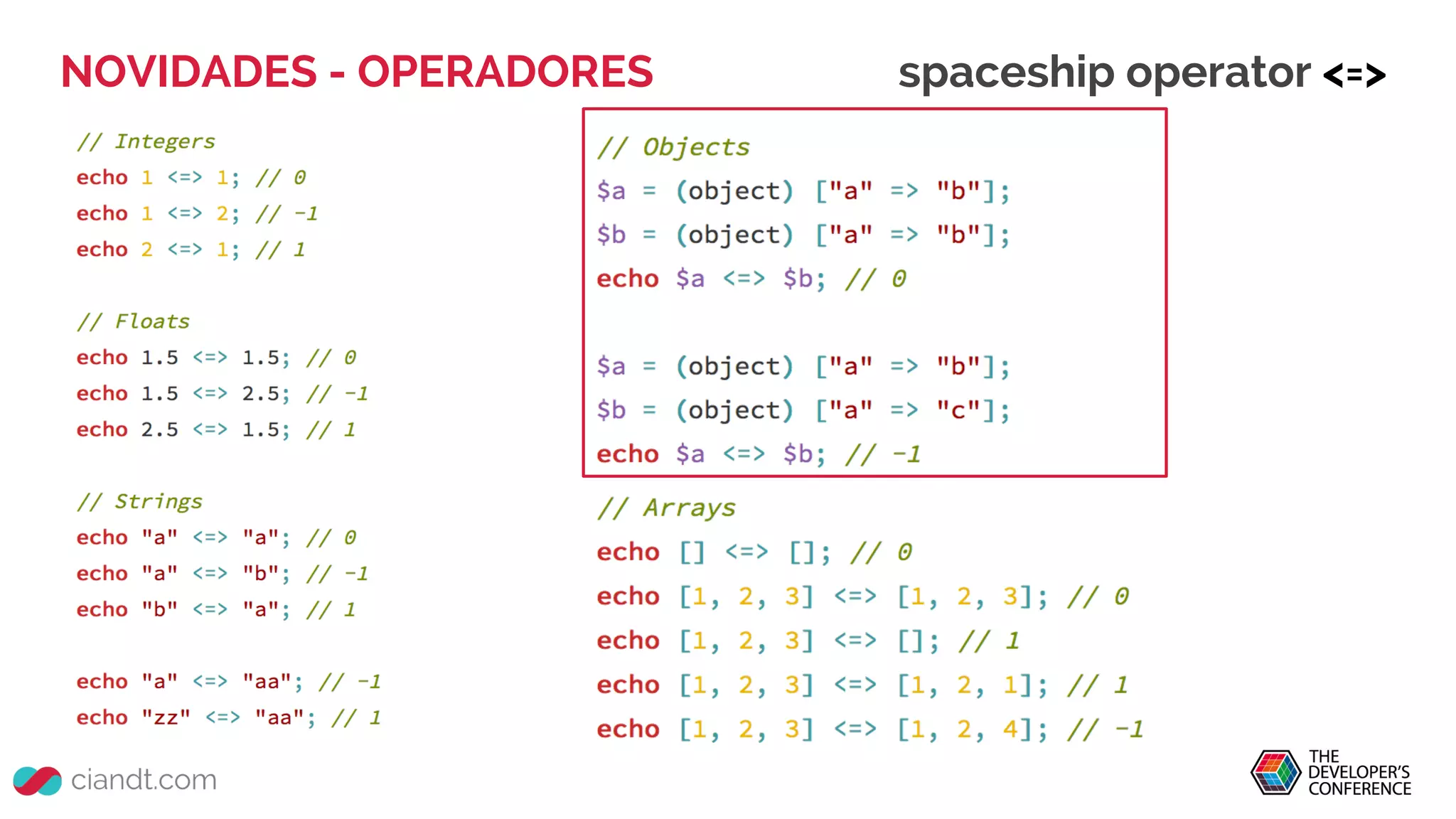 NOVIDADES - OPERADORES spaceship operator <=>
 