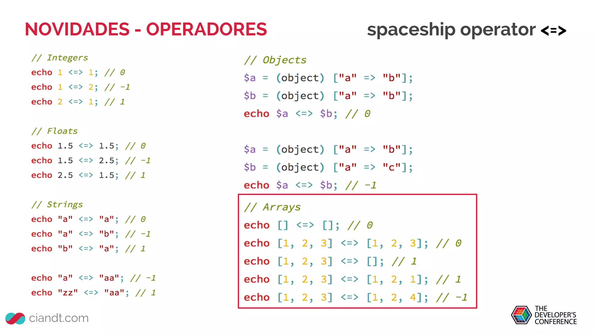 NOVIDADES - OPERADORES spaceship operator <=>
 