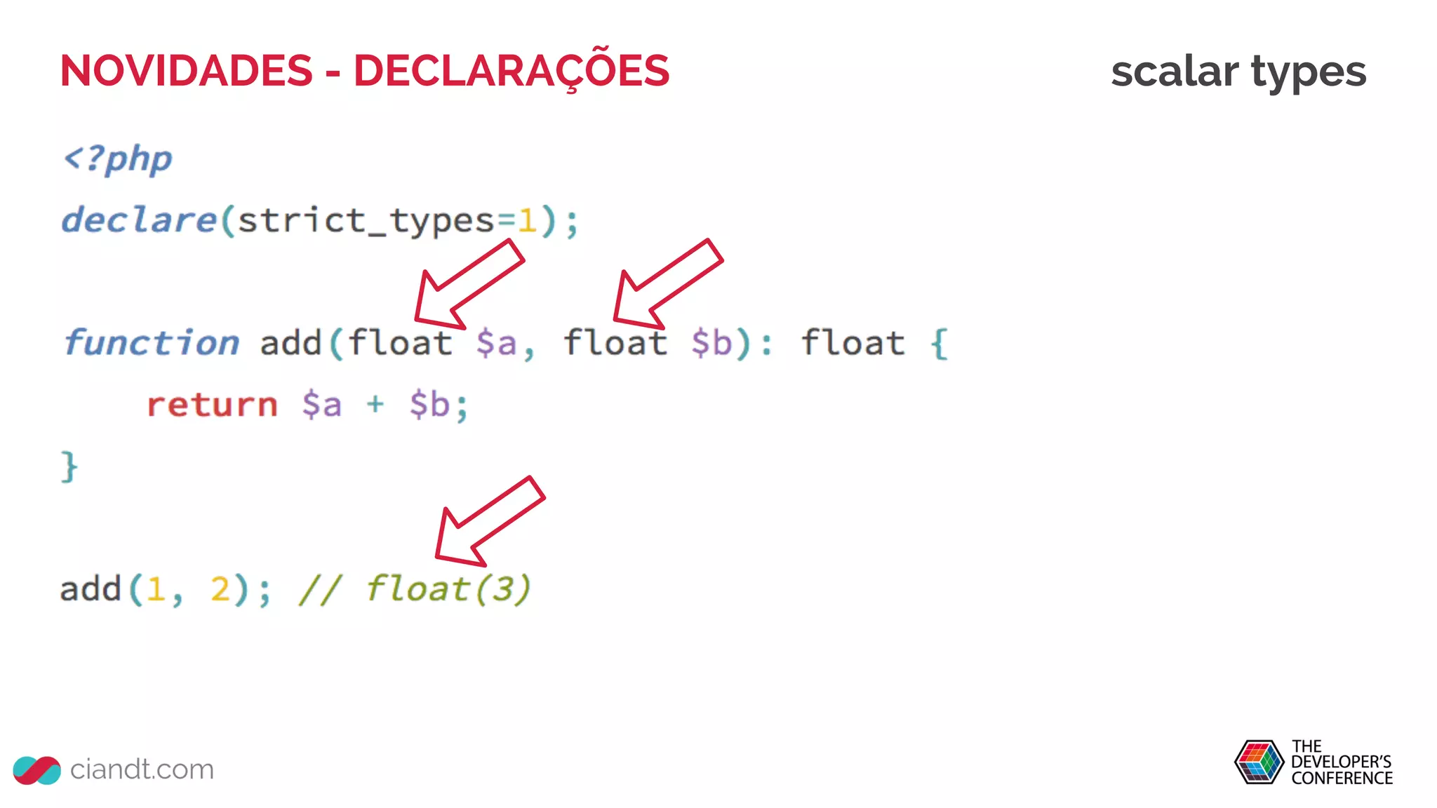 NOVIDADES - DECLARAÇÕES scalar types
 
