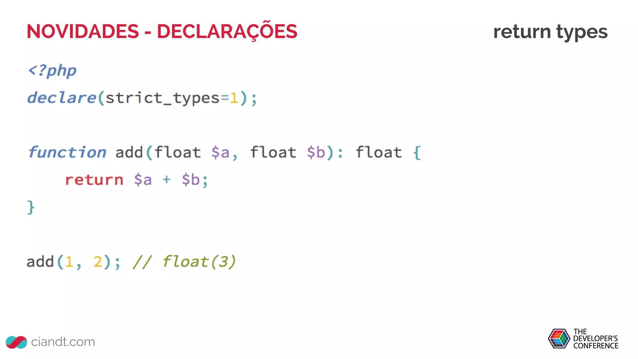 NOVIDADES - DECLARAÇÕES return types
 