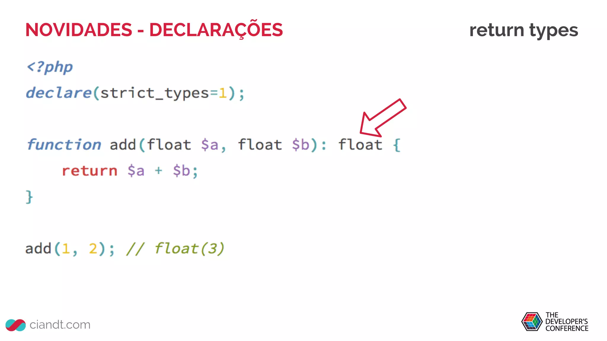 NOVIDADES - DECLARAÇÕES return types
 