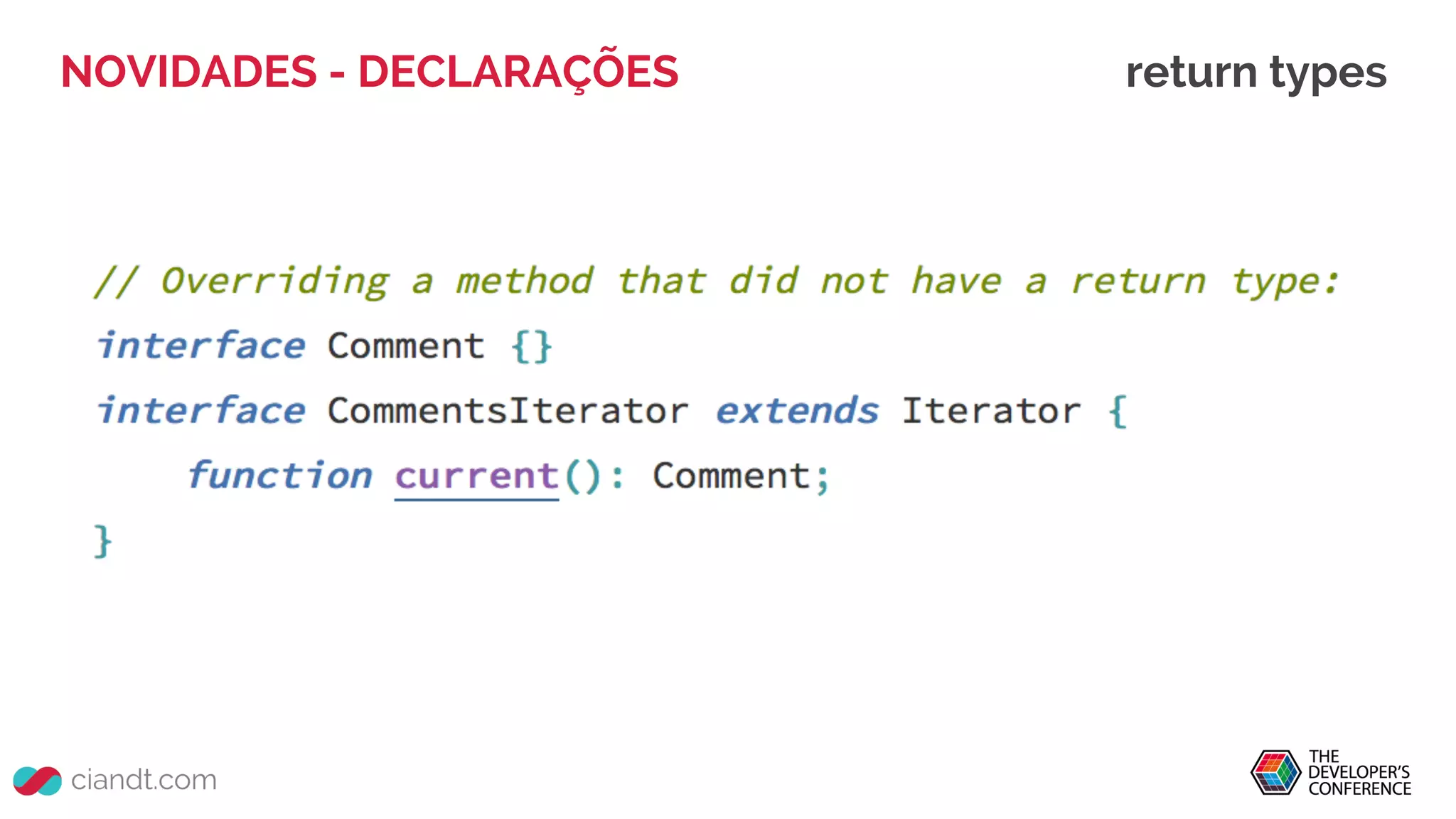 NOVIDADES - DECLARAÇÕES return types
 