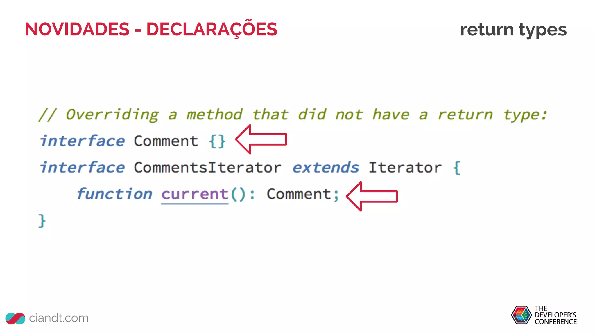 NOVIDADES - DECLARAÇÕES return types
 