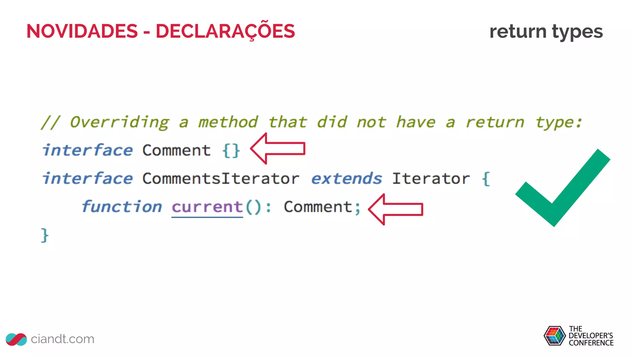 NOVIDADES - DECLARAÇÕES return types
 