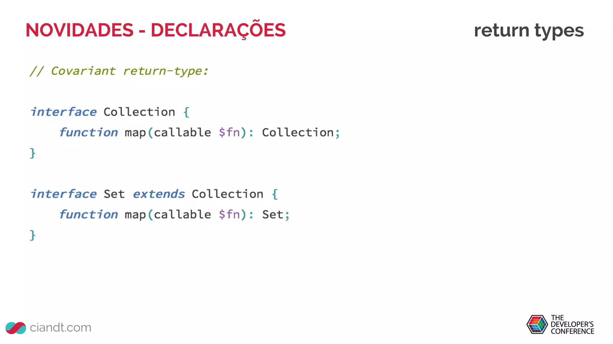 NOVIDADES - DECLARAÇÕES return types
 