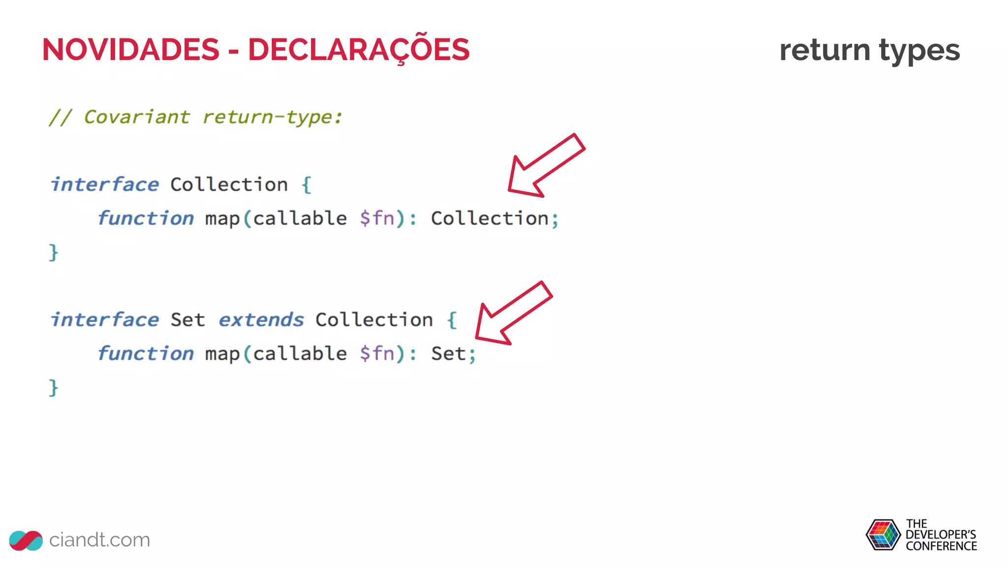 NOVIDADES - DECLARAÇÕES return types
 
