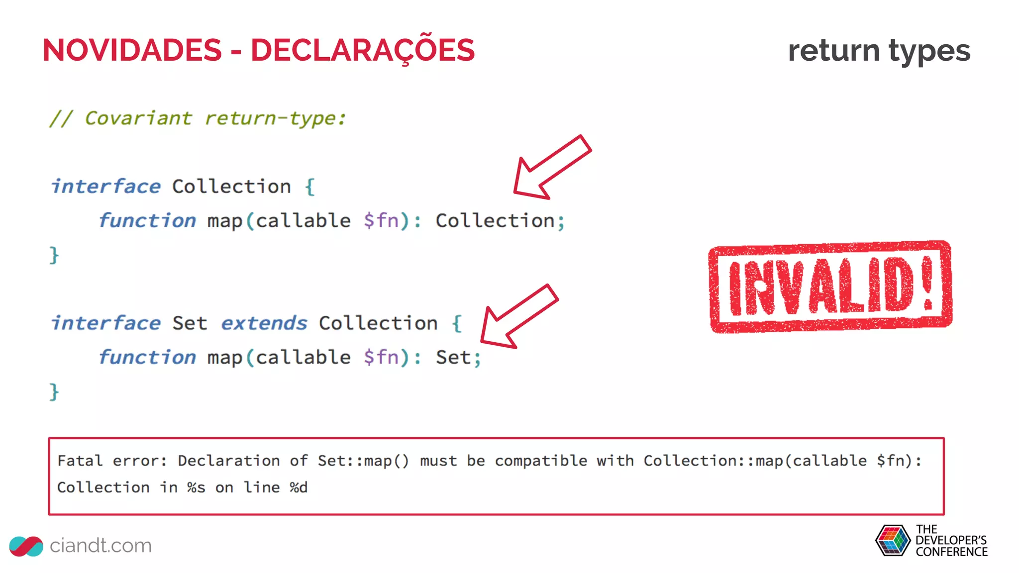 NOVIDADES - DECLARAÇÕES return types
 