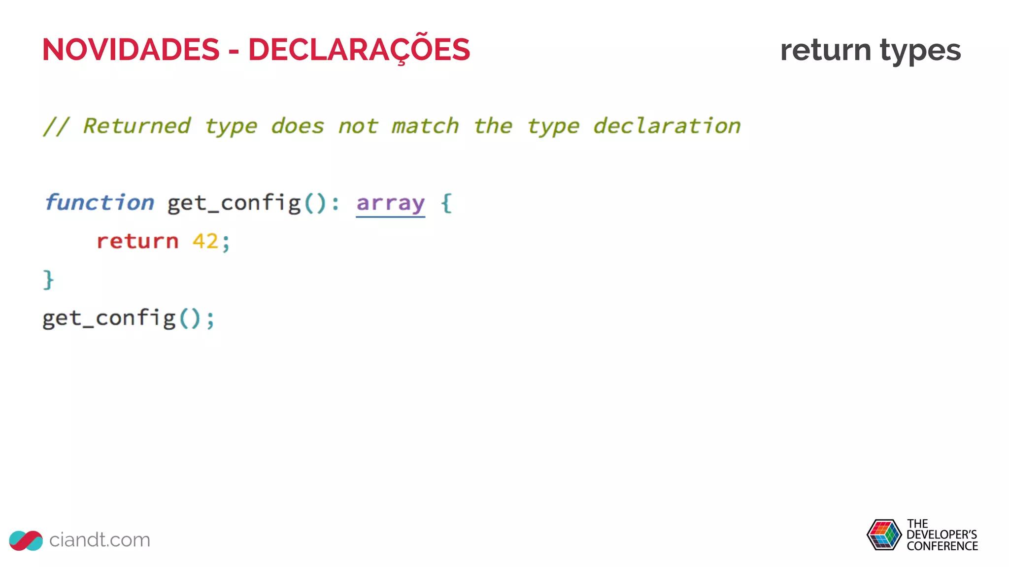 NOVIDADES - DECLARAÇÕES return types
 