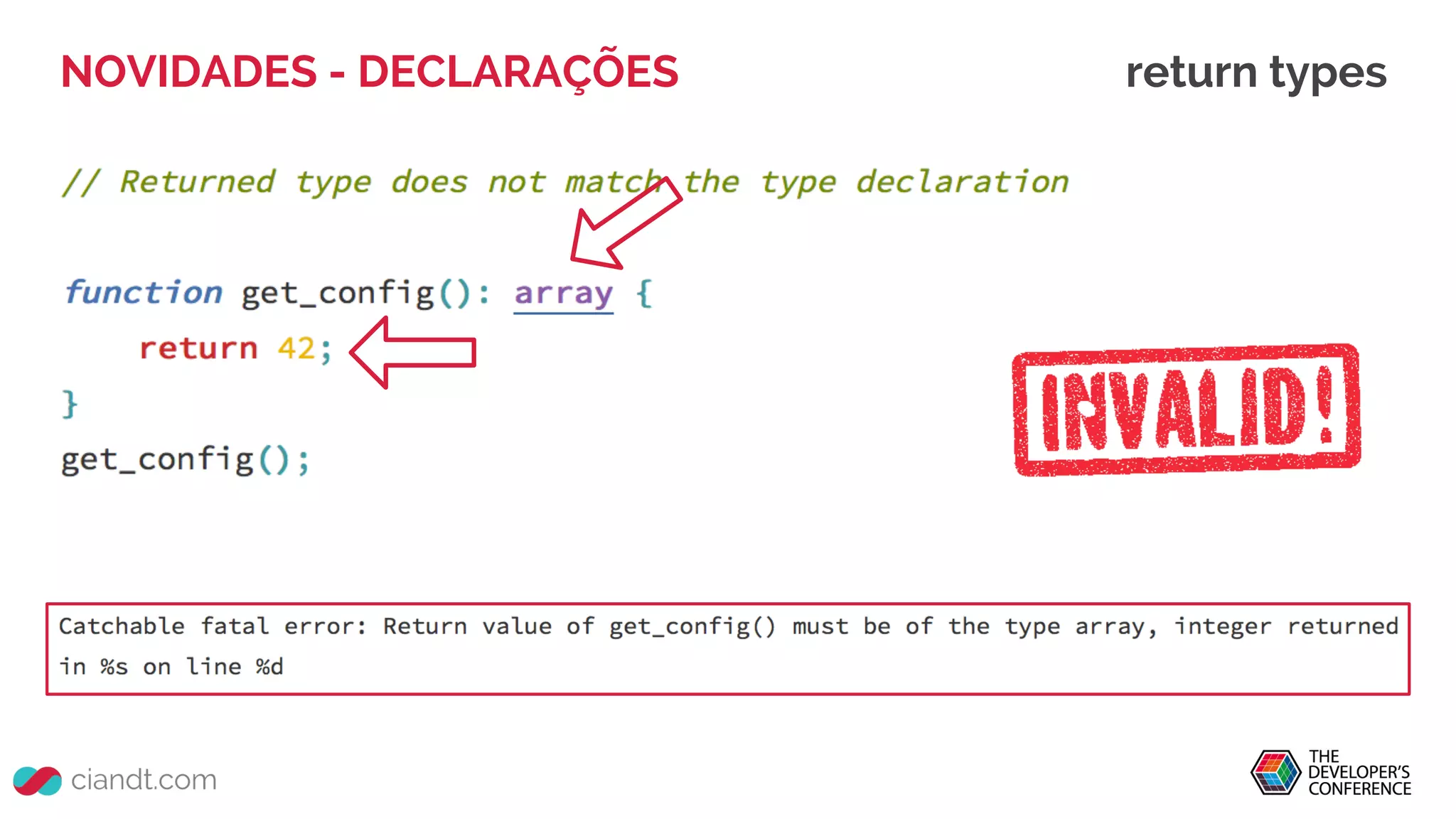 NOVIDADES - DECLARAÇÕES return types
 
