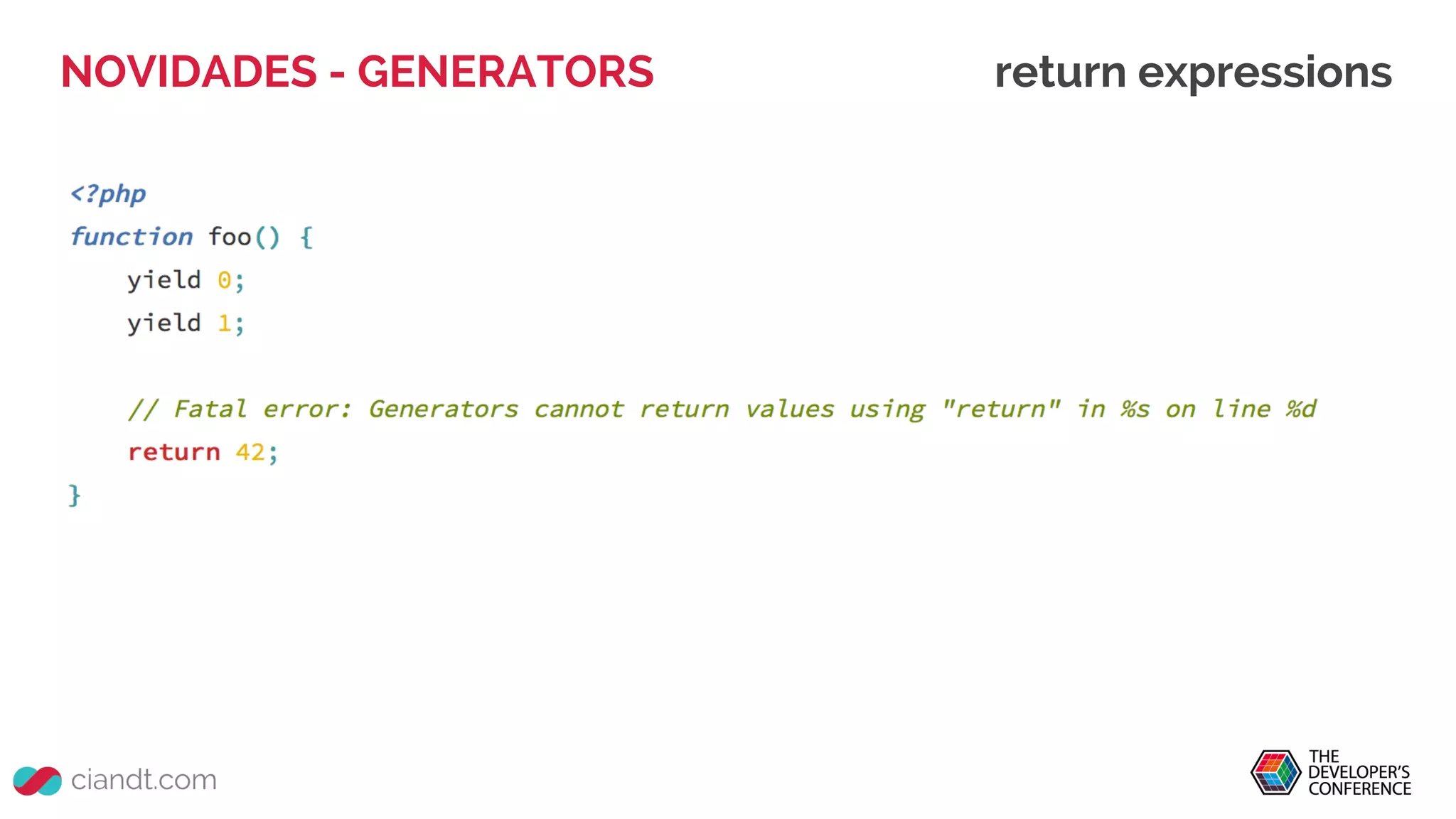 NOVIDADES - GENERATORS return expressions
 