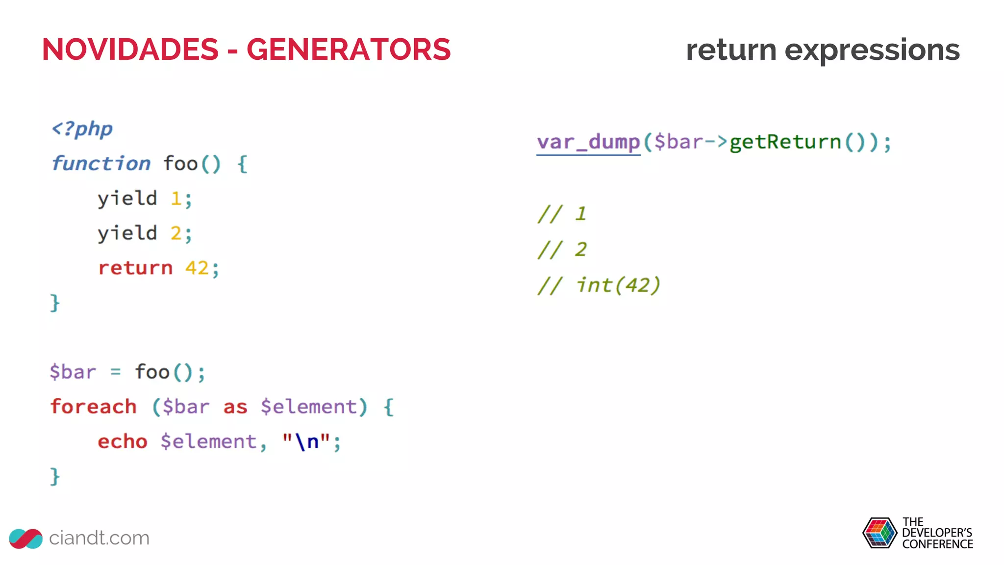 NOVIDADES - GENERATORS return expressions
 
