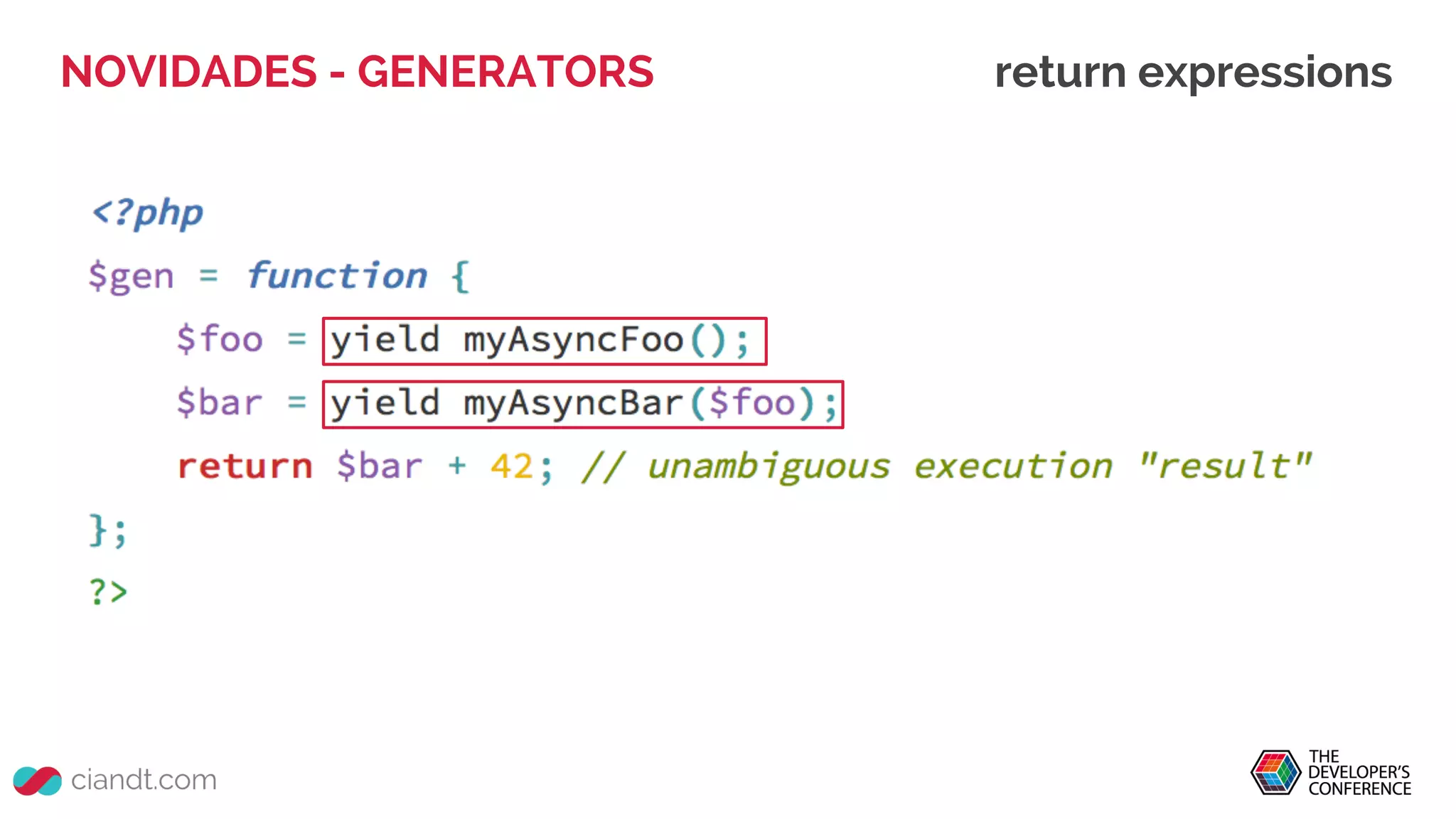 NOVIDADES - GENERATORS return expressions
 