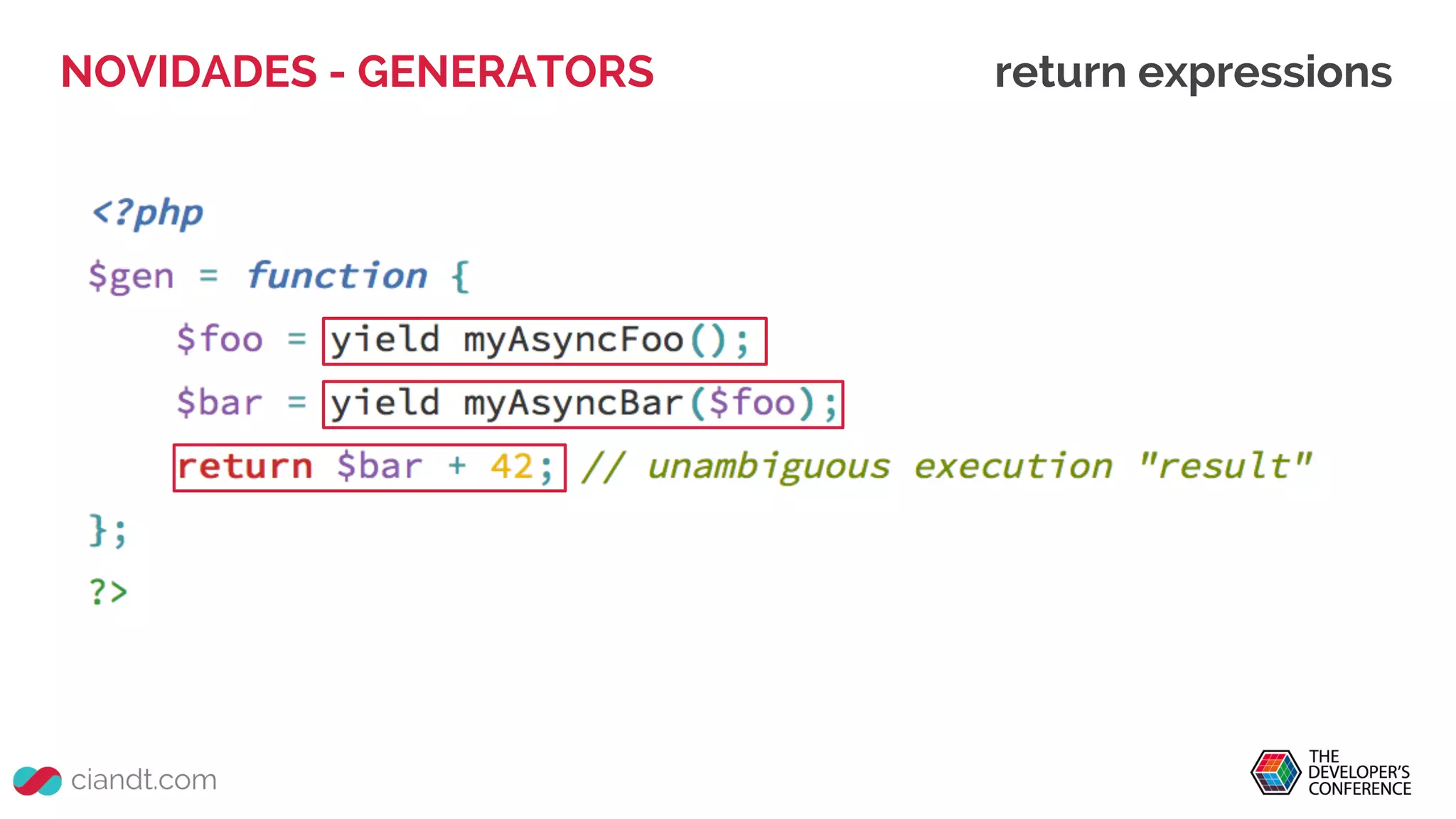 NOVIDADES - GENERATORS return expressions
 