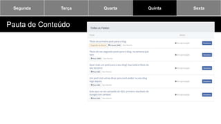 Segunda Terça Quarta Quinta Sexta
Pauta de Conteúdo
 