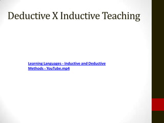 Deductive X Inductive Teaching



    Learning Languages - Inductive and Deductive
    Methods - YouTube.mp4
 