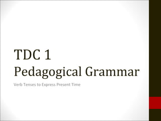TDC 1
Pedagogical Grammar
Verb Tenses to Express Present Time
 