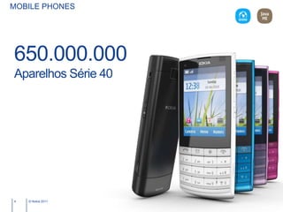 MOBILE PHONES




650.000.000
Aparelhos Série 40




4   © Nokia 2011
 
