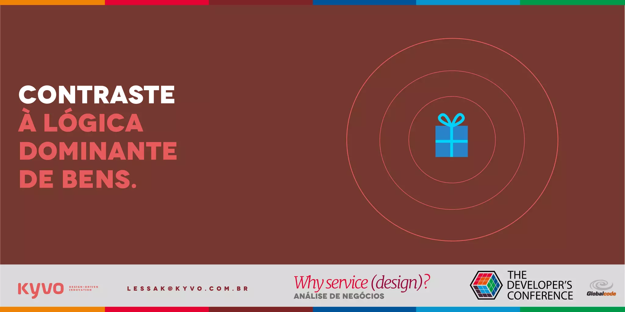l e s s a k @ k y v o . c o m . b r
Análise de Negócios
Whyservice(design)?
contraste
à lógica
dominante
de bens.
 
