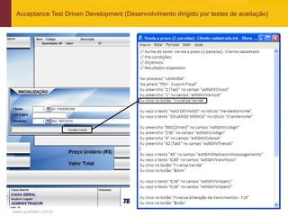 Acceptance Test Driven Development (Desenvolvimento dirigido por testes de aceitação)




www.qualister.com.br
 