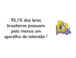 95,1% dos lares
 brasileiros possuem
   pelo menos um
aparelho de televisão !



                          4
 