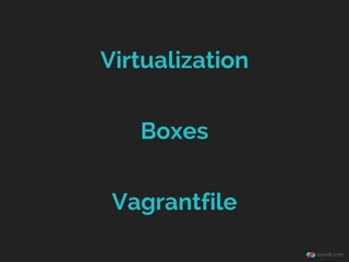 Virtualization
Boxes
Vagrantfile

 