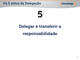 14
5
Delegar é transferir a
responsabilidade
Os 5 mitos da Delegação
 