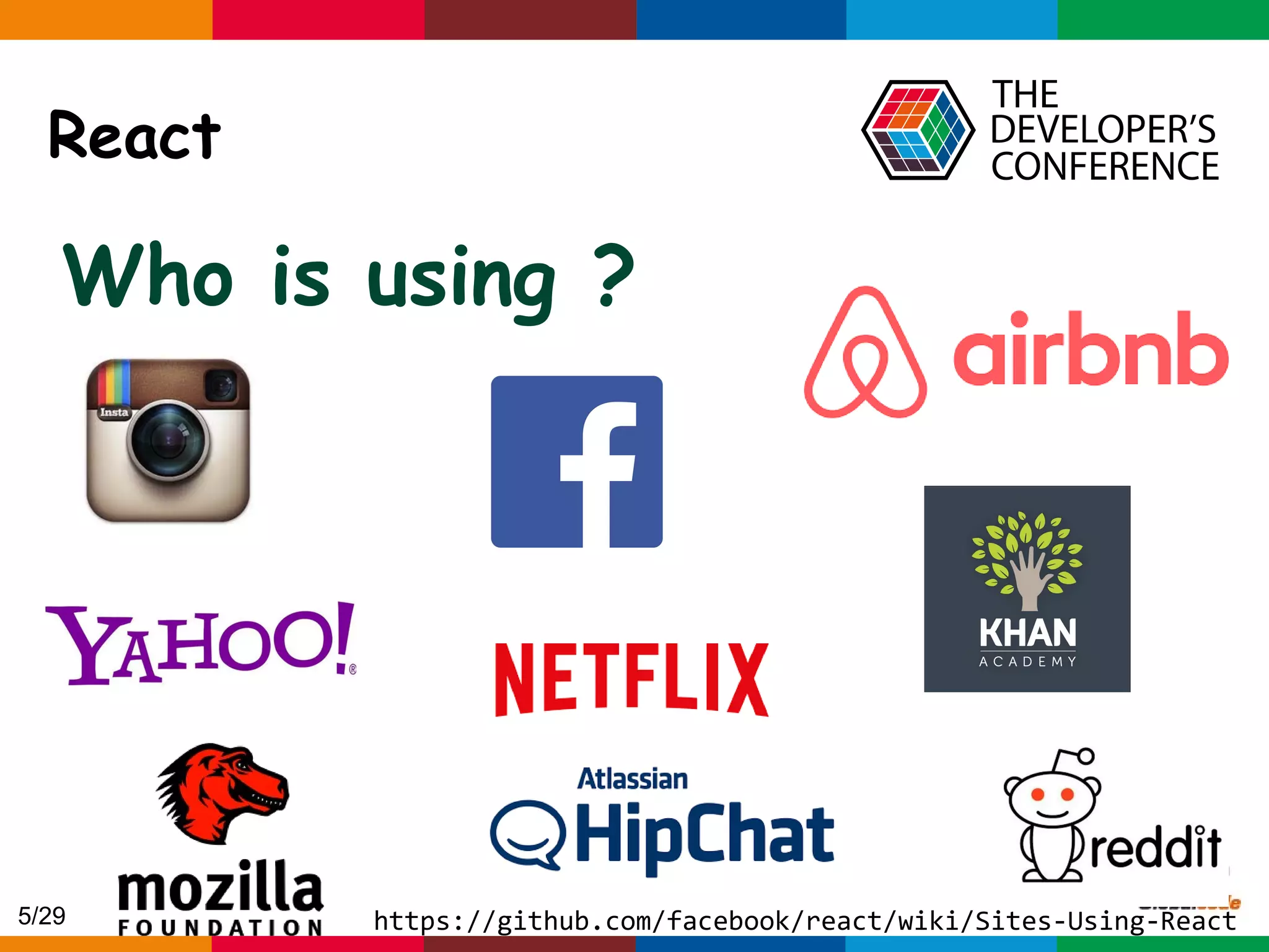 Globalcode – Open4education React Who is using ? https://github.com/facebook/react/wiki/Sites-Using-React5/29 