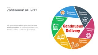 53
CONTINUOUS DELIVERY
T E M A
Até agora cobrimos apenas alguns tópicos do tema
Continuous Delivery. Se quisermos completar a roda,
temos que estudar a fundo mais alguns tópicos
 