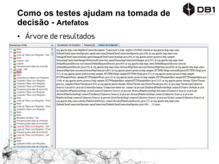 Como os testes ajudam na tomada de
decisão - Artefatos
• Árvore de resultados
 