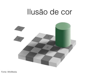 Ilusão de cor
Cores são
relativas!
Fonte: WikiMedia
 