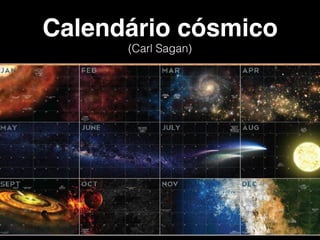 Calendário cósmico
(Carl Sagan)
 