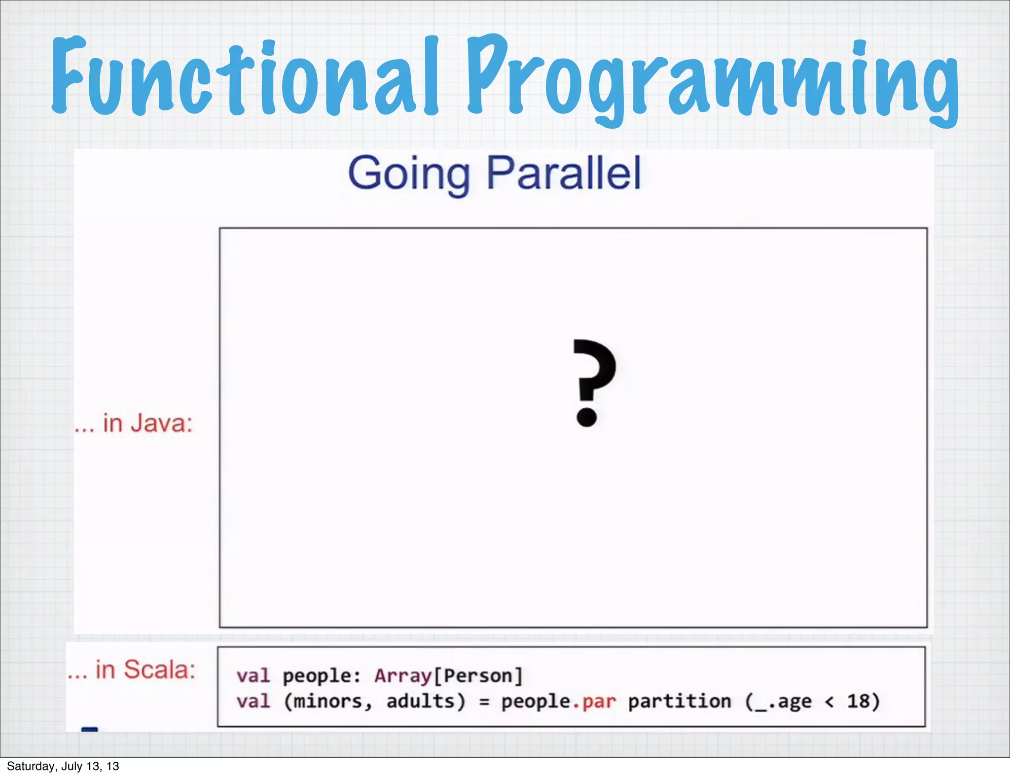 Functional Programming Saturday, July 13, 13 