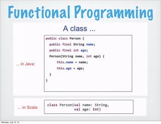 Functional Programming
Saturday, July 13, 13
 