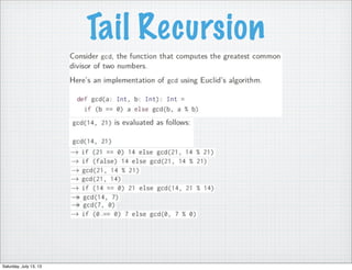 Tail Recursion
Saturday, July 13, 13
 