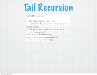 Tail Recursion
Saturday, July 13, 13
 