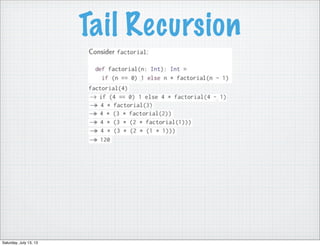 Tail Recursion
Saturday, July 13, 13
 