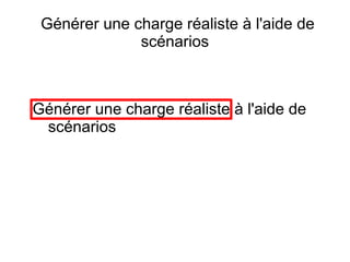 Générer une charge réaliste à l'aide de
              scénarios



Générer une charge réaliste à l'aide de
 scénarios
 