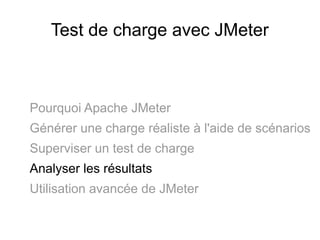 Test de charge avec JMeter



Pourquoi Apache JMeter
Générer une charge réaliste à l'aide de scénarios
Superviser un test de charge
Analyser les résultats
Utilisation avancée de JMeter
 