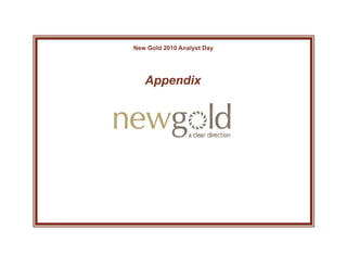 New Gold 2010 Analyst Day




   Appendix
 