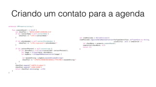 Criando um contato para a agenda
 