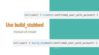 Use build_stubbed
Instead of create
 