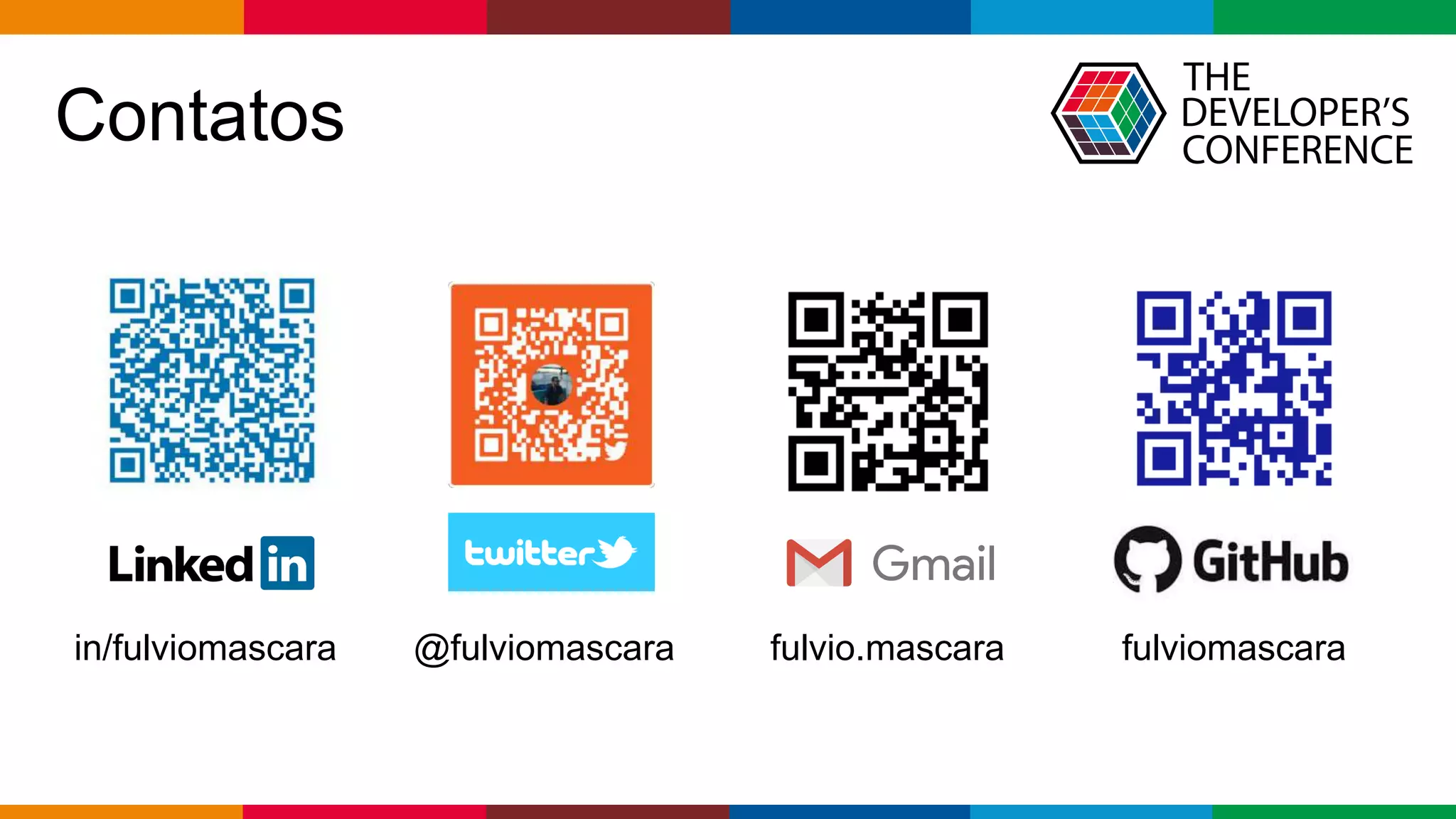 Globalcode – Open4education
Contatos
in/fulviomascara @fulviomascara fulvio.mascara fulviomascara
 