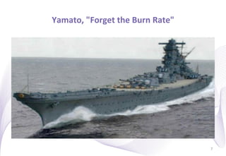 Maximum"Viable"Product"–""La"Sagrada"Familia"
                                            "



                    Gaudi fez um projeto tão ambicioso e fluido
                    para a catedral de Barcelona (La Sagrada
                    Família) que está em execução desde 1882 e
                    deve ficar pronto em 2026.

                    Frase clássica: “Não podemos entrar em
                    produção sem todos estes ‘features’ ou com
                    menos do que a concorrência"




                                                                  6
 