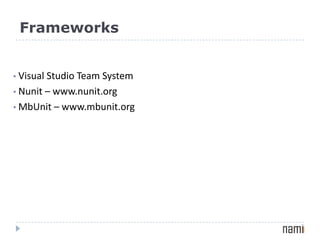 Frameworks Visual Studio Team System