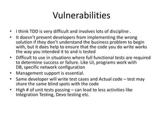 MotivationIf you intend to test after you‘ve developed the system, you won‘t have the time for testing.If things get complicated, you might fear that, the system doesn‘t work.If you‘re overwhelmed by the complexity, you get frustrated.If you don‘t have tests for the code, you shouldn‘t use it / ship it.If performance is only considered late, you won‘t be able to just, add a little more performance to the system.